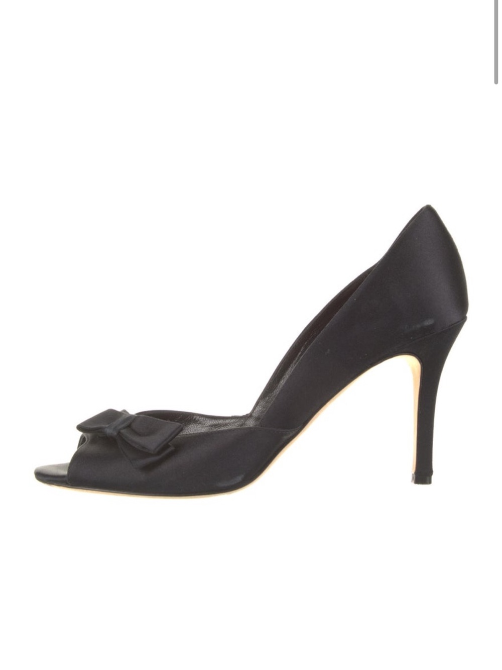 kate spade Black Satin Peep-Toe Heel with Bow Accent